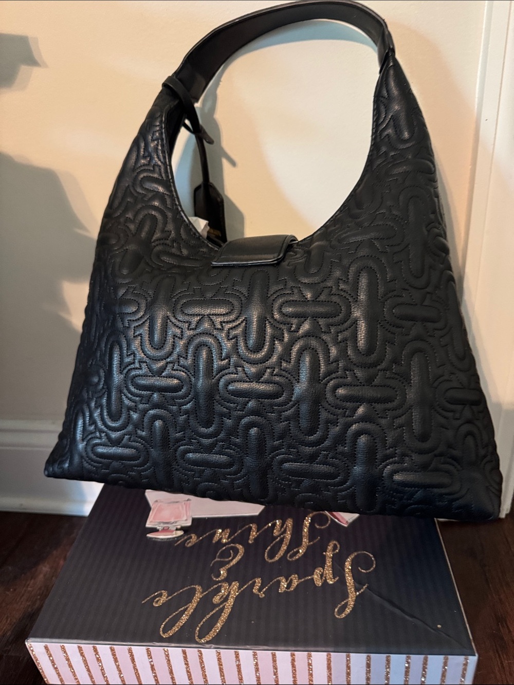 True Religion Black Quilted Shoulder Bag with Gold Accent - Picture 2 of 5